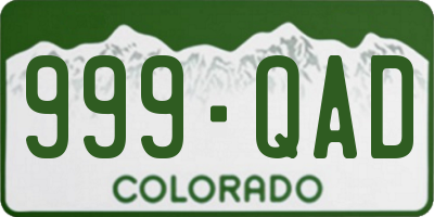 CO license plate 999QAD