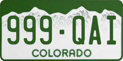 CO license plate 999QAI