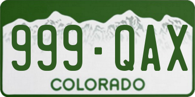 CO license plate 999QAX