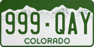 CO license plate 999QAY