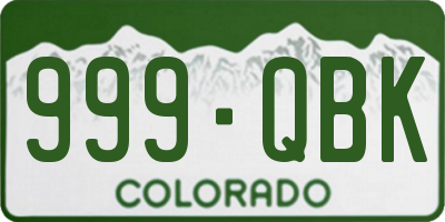 CO license plate 999QBK