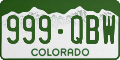 CO license plate 999QBW