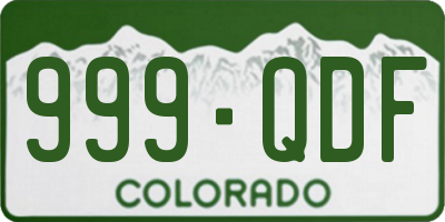 CO license plate 999QDF