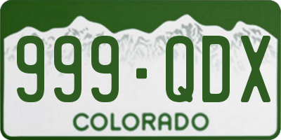 CO license plate 999QDX