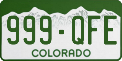 CO license plate 999QFE