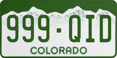 CO license plate 999QID