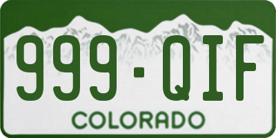 CO license plate 999QIF