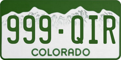 CO license plate 999QIR