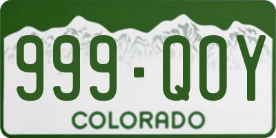 CO license plate 999QOY