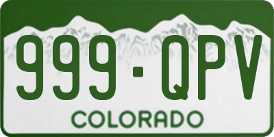CO license plate 999QPV