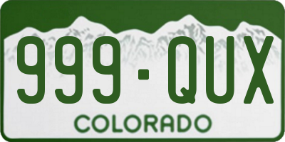 CO license plate 999QUX