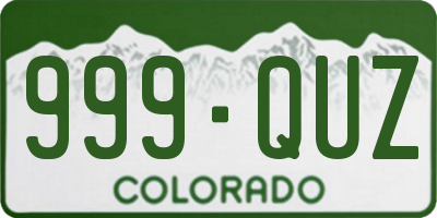 CO license plate 999QUZ