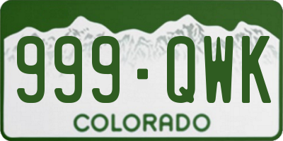 CO license plate 999QWK