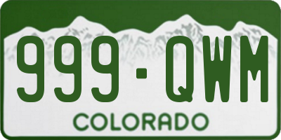 CO license plate 999QWM
