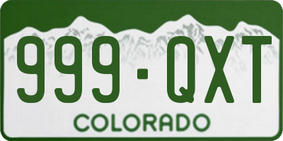 CO license plate 999QXT