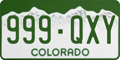CO license plate 999QXY