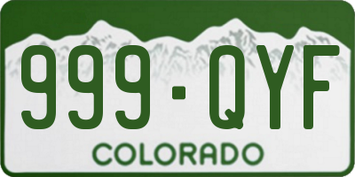 CO license plate 999QYF