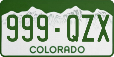 CO license plate 999QZX