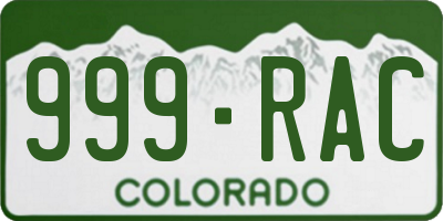CO license plate 999RAC