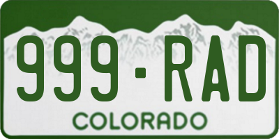 CO license plate 999RAD