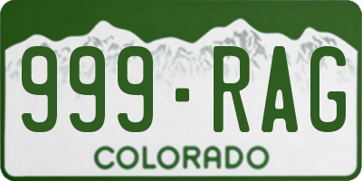 CO license plate 999RAG