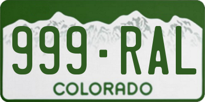 CO license plate 999RAL