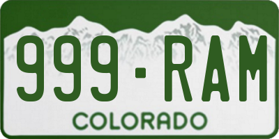 CO license plate 999RAM