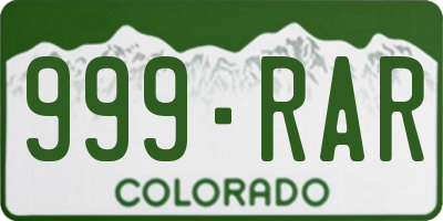 CO license plate 999RAR