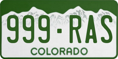 CO license plate 999RAS