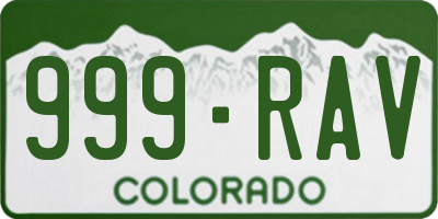 CO license plate 999RAV