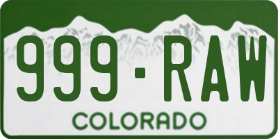 CO license plate 999RAW