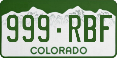 CO license plate 999RBF