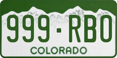CO license plate 999RBO