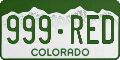 CO license plate 999RED