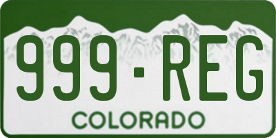CO license plate 999REG