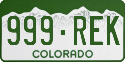 CO license plate 999REK