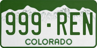 CO license plate 999REN