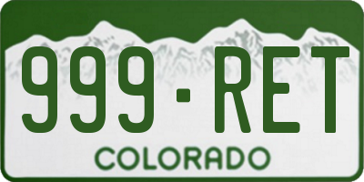CO license plate 999RET