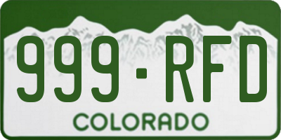 CO license plate 999RFD