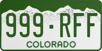 CO license plate 999RFF