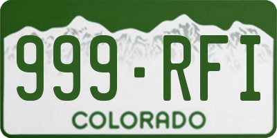 CO license plate 999RFI