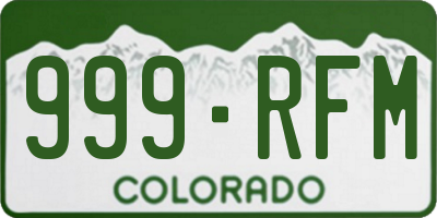 CO license plate 999RFM
