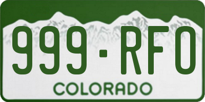 CO license plate 999RFO