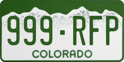 CO license plate 999RFP