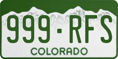 CO license plate 999RFS