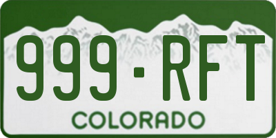 CO license plate 999RFT