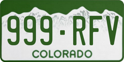 CO license plate 999RFV