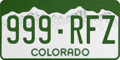 CO license plate 999RFZ