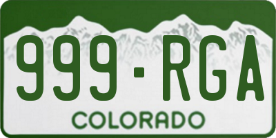 CO license plate 999RGA