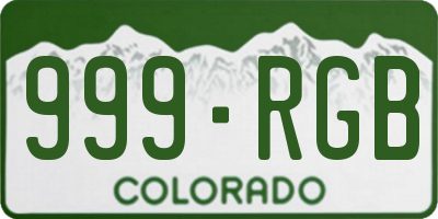 CO license plate 999RGB